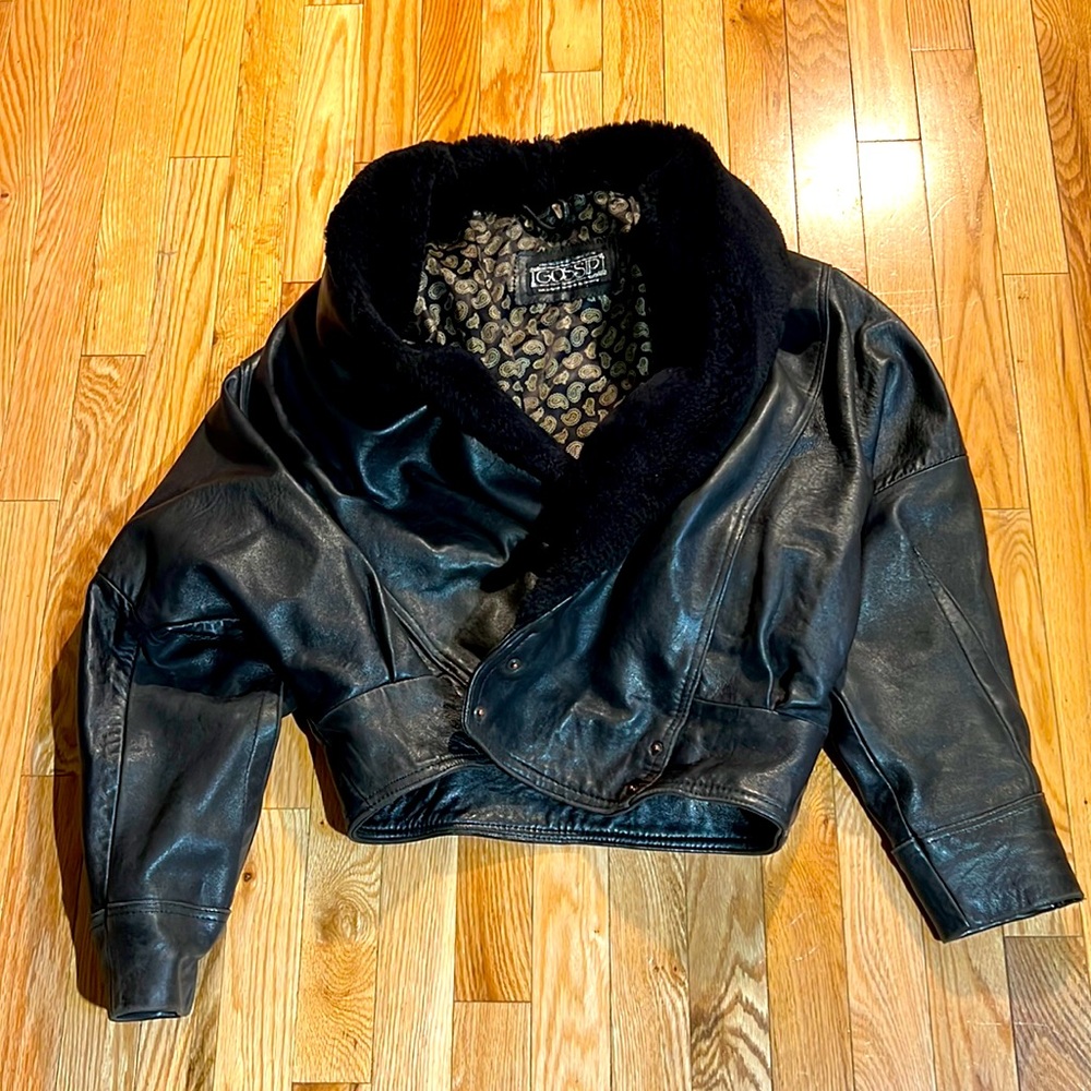 Gossip vintage leather jacket. Made in England. (Medium to small)